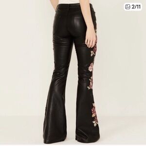 Driftwood Free People Farrah Fallen Roses 24 Faux Leather High Rise Embroidered